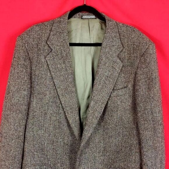 HARRIS TWEED VINTAGE BLAZER BROWN Size 42L Acadamia - Picture 2 of 8
